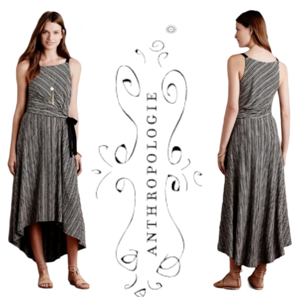 Anthropologie Salsola Dress by Maeve Black & White Stripe Hi-Lo Sz Small - Picture 1 of 16